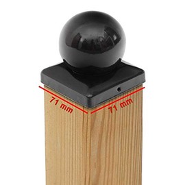 4 x Post Caps Ball Steel Black Powder Coated 71 x 71 mm