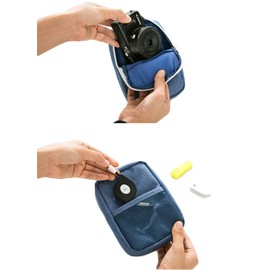 iSuperb ACアダプタ用ポーチ ネイビー デジタル機器収納ケース PC周辺小物収納 アクセサリーケース ケーブル マウス 汎用ポーチ モバイルバッテリー用 7色選択可 コード・ケーブルオーガナイザー (ネイビー)