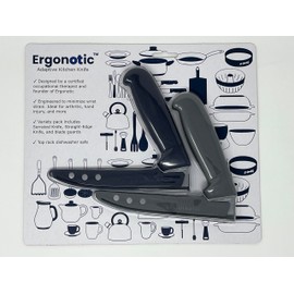 Ergonotic 'Right Angle' Knife, Variety 2pk, Designed by a Certified Occupational Therapist, Serrated and Chopping Blades with Sheath