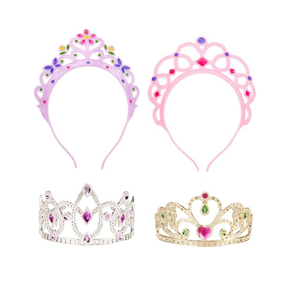 Melissa & Doug Role-Play Collection Crown Jewels Tiaras (Pretend Play, Durable Construction, 4 Dress-Up Tiaras and Crowns, Great Gift for Girls and Boys - Best for 3, 4, 5, and 6 Year Olds)