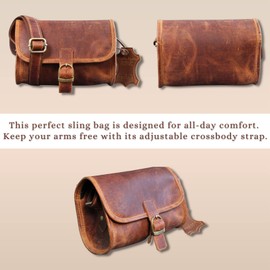 Madosh, Women's Leather Crossbody Sling Bag Ladies Small Clutch Shoulder Side Purse Brown Handbag