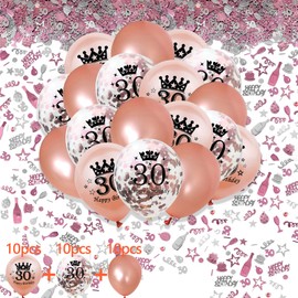 waziwe Balloons Birthday Decoration Pink, Balloons 30th Birthday Woman Decoration 30th Birthday Woman Confetti Birthday Decoration Woman, 30th Birthday Women Decoration, Confetti Birthday Decoration