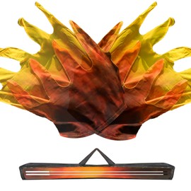 Baisdan 59"x43" Double Layer Consuming Fire Worship Flags, Holy Fire Worship Flags, Praise & Worship Dance Flags for Prophetic Worship, Christian Church Dance (Flexible Rods) Yellow-orange-black