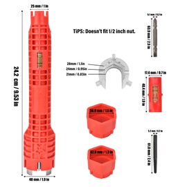 Sankoly Faucet and Sink Wrench Multi-purpose Wrench Plumbing Tool Plumbing Repair Installation Hand Tools for Toilet Bowl, Sink, Bathroom, Kitchen, Doesn't Fit 1/2" Nut