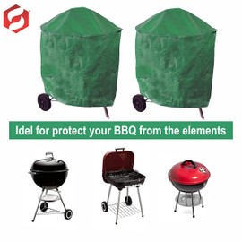 SUL Heavy Duty Waterproof Kettle Barbecue Grill Cover with Securing Ropes,UV protection Dust Proof Windproof Weatherproof Durable Tear Resistant Outdoor BBQ Grill Cover Size – 75 X 56 cm Green