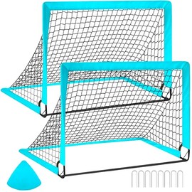 CATCHLUCK Soccer Goals for Backyard Soccer Net Portable Soccer Goal Post 3X4ft Pop Up Target for Indoor Outdoor, Turquoise-100x80x80