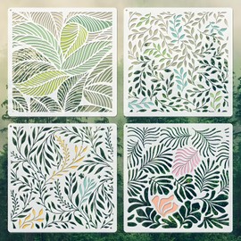 Wall Stencils for Painting Large Pattern, 4PCS 12 Inch Reusable Leaf Stencils for Crafts, Exquisite Leaf Designs for Wall Furniture Home Decor, DIY Art Projects