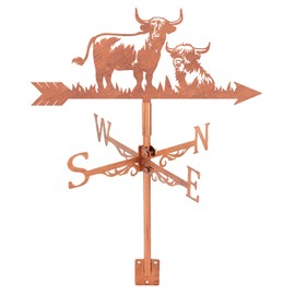 SUPERDANT Weathercock with Highland Cattle Weather Vane for Cattle Made of Metal Shed Weathercock with Animal Motif Weather Vane for Garden Decor for Farmhouse Garden Outdoor Yard Roof Decor