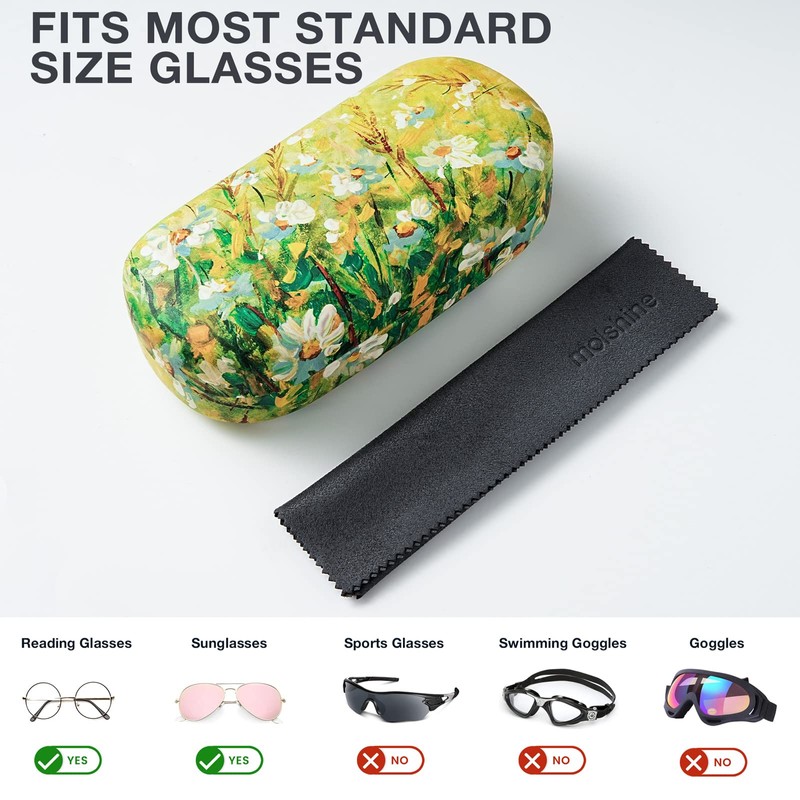 molshine Hard Shell Leather Sunglasses Case,Classic Large Glasses Case for