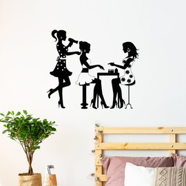 Vinyl Wall Decal Beauty Salon Hairdresser Manicure Nail Fashion Model Girl Stickers Large Decor (688ig) Black