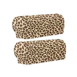 Hzeswody Leopard Couch Arm Protectors - Set of 2, Slip Covers for Armchairs and Sofa Armrests