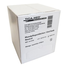 Mundpflegestäbchen Wattestäbchen mit neutralem Geschmack Box a 250 Stck Mundhygiene Tiga-Med einzeln hygienisch verpackt