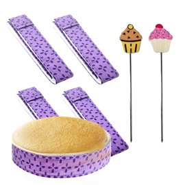 SNAIL GARDEN 4 strisce per torte con 2 tester per torte, fasce regolabili, super assorbenti e resistenti al calore, in cotone spesso e poliestere per cuocere uniformemente, nastri per torte