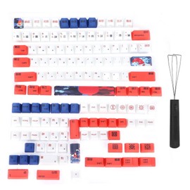 PBT Keycaps 134 Key English Style With Animal Pattern Elements for Universal PC Gaming KeyboardRed Koi