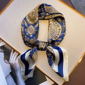 SEENFAAN Women's Scarf, Neckerchief, 27.6 x 27.6 inches (70 x 70 cm), Office Scarf, Square, Uniform, Handkerchief, Hair Band, Neck Scarf, Large Size, Hair Scarf, Hair Ornament, Bag Decoration,