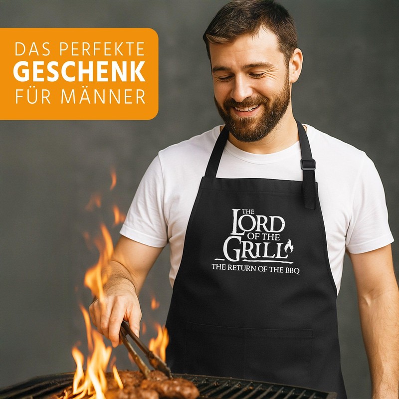 MoonWorks Men's BBQ Apron Grill King Apron for Men Crown,