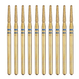 sourcing map 10pcs 120-140 Grits Diamond Grinding Bit 2mm Tapered Head 2.35mm Shank 10mm Length Titanium Plated Stone Sanding Drill Bits Rotary Tool for Nails Grinding Polishing, Blue