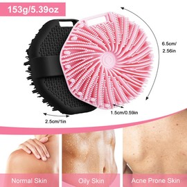 2 Pcs Silicone Body Scrubber with Hooks, Upgrade Gentle Exfoliating Shower Brush with Non-Slip Handles, Body Buffer for Use in Shower Suitable for All Skin Types, Rich Lathering, Easy to Clean