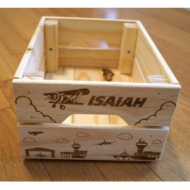 Airplane Storage Box, Airplane Decor, Airplane, Airplane Nursery, Kids Crate, Kids Toy Box, Vintage Airplane, Aviation Decor, Boys Room Decor, Wooden Crate, Wood Crate