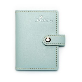 Karlling credit card holder wallet for women/man soft leather business card holder card case organizer bag with 20 card sleeves inside(Light Blue)
