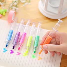Highlighter Pens Green Syringe Highlighter Pens Stationery for Kids Doctor Nurse Office Worker 6 Pack