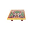 Export Quality Wooden Puja Chowki Pair with Intricate Floral Painting