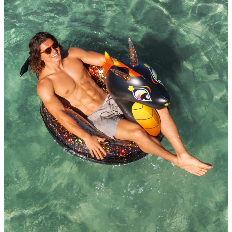 PoolCandy Pool Candy Black Glitter dragon Float NEW