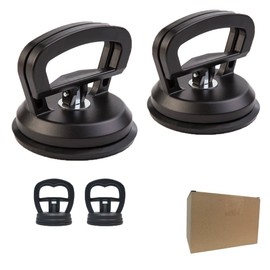 KSTDR Industrial Suction Cup Set, 154 lbs Capacity, Large 4.64 inch Cups with Stainless Steel Handle, for Glass and Auto Body (Black)