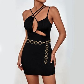 LIMHOO Metal Waist Chain for Women Belly Link Chain Belt for Dresses, Gold 2