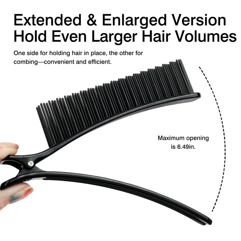 2-Pack Black Grip Hair Clips – 5.7" x 1.37" Sectioning