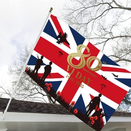 V-J Day 80th Anniversary Flag 2025, VJ Day 80th Anniversary Decorations Flag 5'x3'-150 x 90 cm, Party Decorations for Garden Bar Restaurant