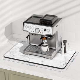 Rnivvi Coffee Mat, 12" x 19" Cute Marble Style Coffee Bar Mats for Espresso Machine Station Accessories and Organizer, Hide Stain Rubber Backed Absorbent Dish Drying Pad for Kitchen Counter,Gray White