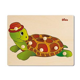 Dida - Steckpuzzle - Schildkröte. Greifpuzzle Für Kleinkinder Mit Bequemen Holzknöpfen. Ideal Für Die Kinderkrippe, Die Vorschule Und Den Kindergarten