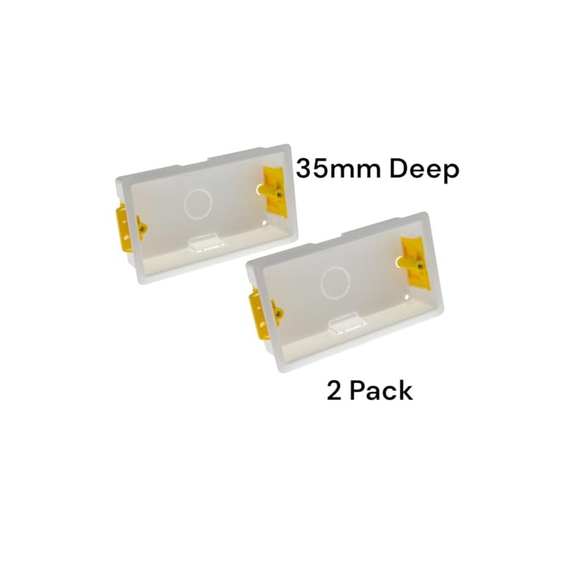 ÉABCON 35mm 2 Gang Dry Lining Back Box, Plasterboard Pattress