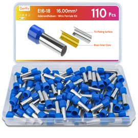 Gorffy Pack of 110 Wire End Ferrules 16 mm2, Wire End Ferrules Set 16 mm2 x 18 mm, Blue Insulated Wire End Ferrules Set for Wire Connection