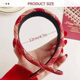 Kaluroil 2 Pieces Checked Pattern Wide Hard Headbands Sponge Padded Headband Fashion Hair Band for Women and Girls