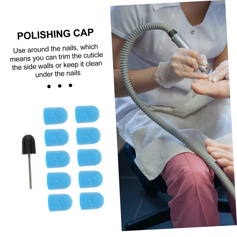 Minkissy 1set Nail Polisher Caps Blue Sanding Head for Manicure