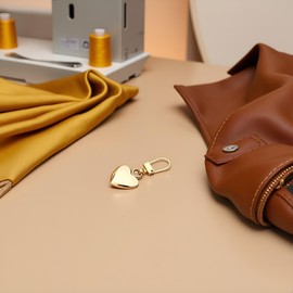 5Pcs Gold Heart Shaped Zipper Pull Replacement - Metal Backpack Zipper Mend Fixer Repair for Coats, Jackets, Pants, Luggage - Fasteners, Sewing Notions and Supplies Charms