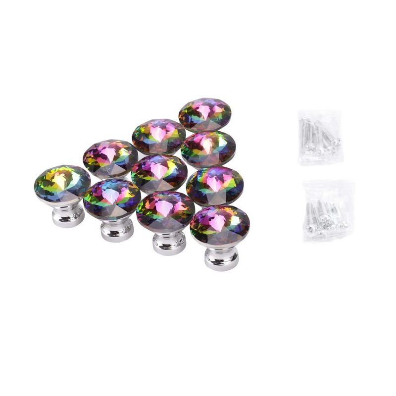 Starworld 10 Pieces Colorful Drawer Knobs, Crystal Glass Door Pull