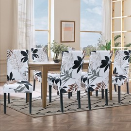 SearchI Fundas para Sillas de Comedor, Juego de 4, Cubiertas Elásticas de Spandex Súper Ajuste, Removibles y Lavables, Protector para Sillas Parsons de Cocina, Hotel(Patrón de Flores 11)