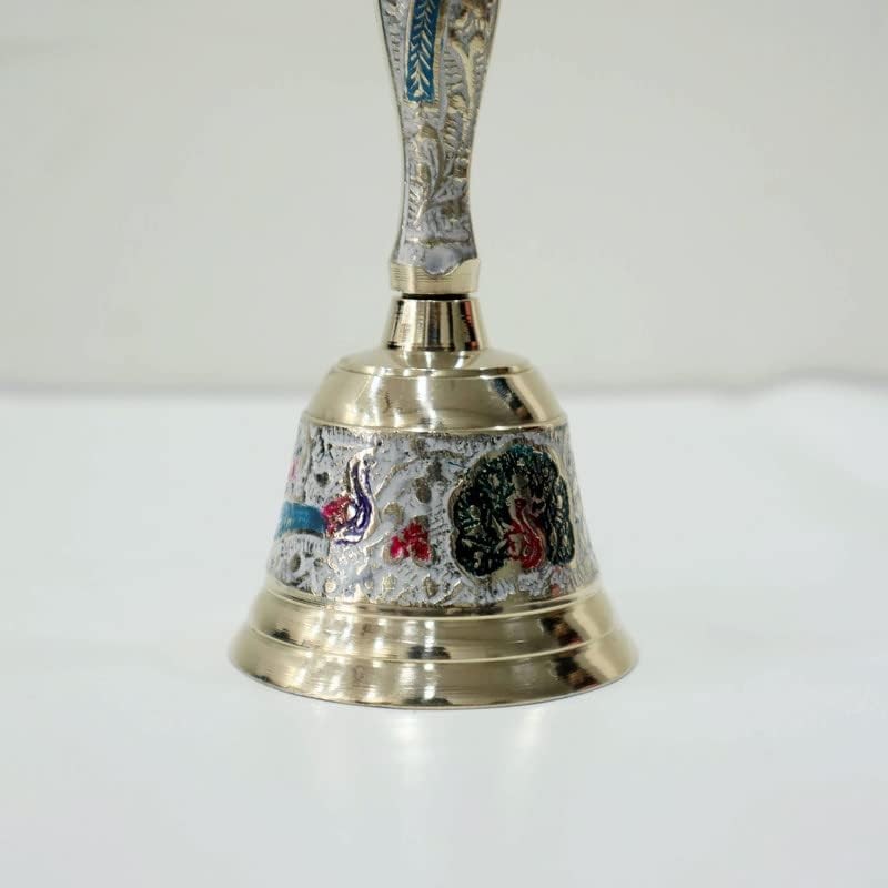 DreamKraft Brass Handcrafted Puja Bell (7 in, White)