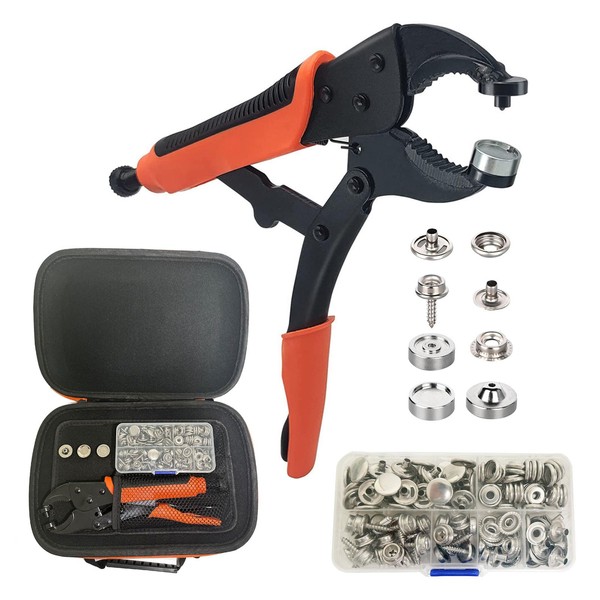 Heavy Duty Snap Fastener Tool Kit Includes 40 Sets 15mm