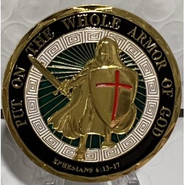 * 10 Pcs Put on Whole Armor of God Ephesians 6-13-17 Bible Verse Challenge Coin