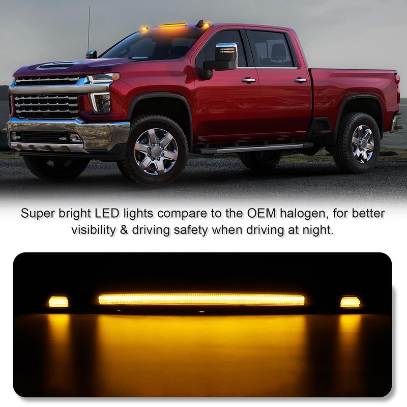 SHINEFIT Smoked LED Cab Lights Replacement for 2020-2025 Silverado Sierra