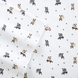 Poppy & Fritz Skateboarding Bulldogs Sheet Set, Twin