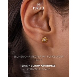 PURELEI® Shiny Bloom Earrings - Women's Earrings Made of Durable Stainless Steel - Waterproof Earrings Women - 7 x 7 mm Size - Fashion Jewellery for Your Individual Look, Stainless Steel