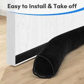 Heavy Duty Door Draft Stopper 36 Inch Bottom Triangle Door Snake Cold Air Noise Light Blocker Under Door Sweep Improved Triangle Design More Fits 0 to 3" Large Door Gaps,Quick Install Black