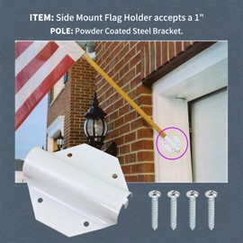 1" Pole Flag Pole Holder Brackets,White Rust-Proof Metallic Flag Holder Brackets Side Mount Bracket with Screws,Flag Pole Mounting Bracket 2 Pack XJJ