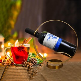 Metal Single Wine Bottle Holder Freestanding Countertop Wine Rack Storage Stand, Decorative Wine Bottle Display Holder Table Top Wine Rack for Valentine's Day Wedding Party Home Kitchen Bar Decor