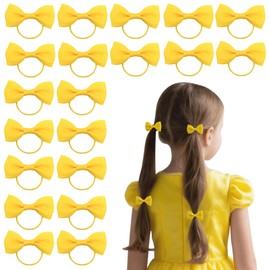 Dalababa 20 Pcs Baby Girls Hair Bows Ties, 2 Inches Elastic Rubber Hair Bands Ponytail Holder Accessories for Kids Toddlers Infants - Yellow